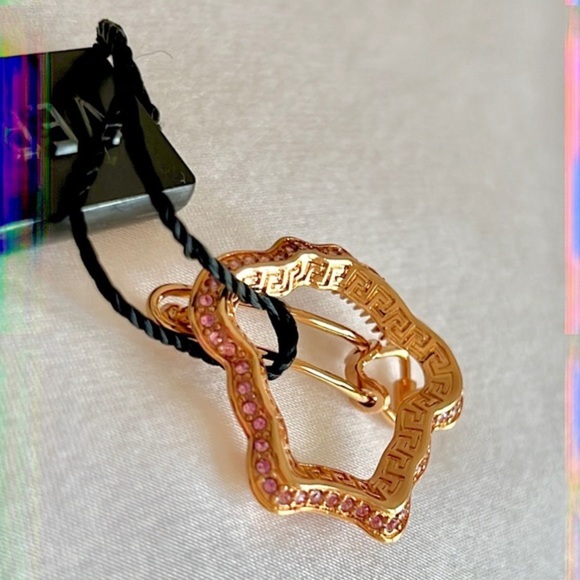 Authentic Gianni Versace Gold Pink Crystal Medusa Hair Clip Box & Cert Card 90s - Picture 7 of 10